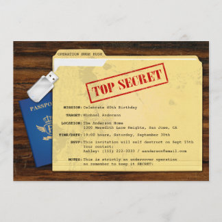 Top Secret Agent Mission Surprise Party Invitation