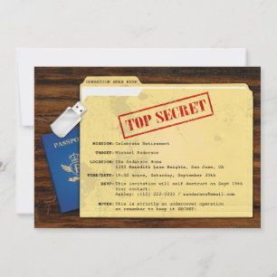 Top Secret Agent Mission Surprise Retirement Party Invitation