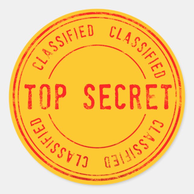 Top Secret Birthday Secret agent Spy Classic Round Sticker (Front)