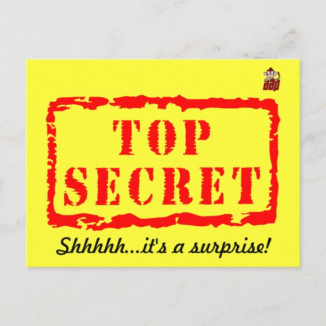 Top secret birthday surprise party invitation postcard (Front)