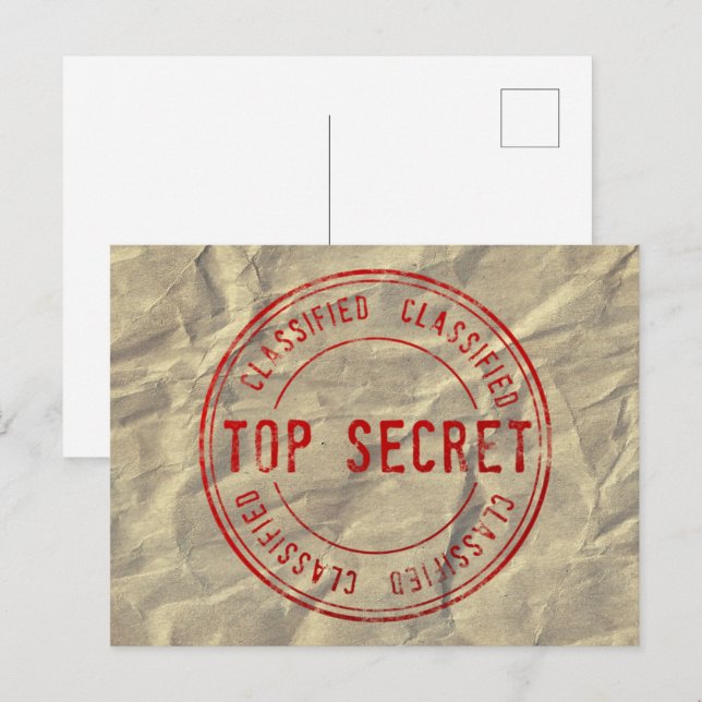 Top Secret Classifed on Wrinkled Kraft Paper Postcard (Front/Back)