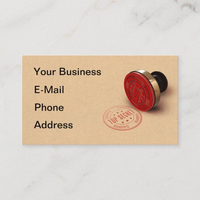 Top Secret Classified Ink Stamp Business Card (Front)