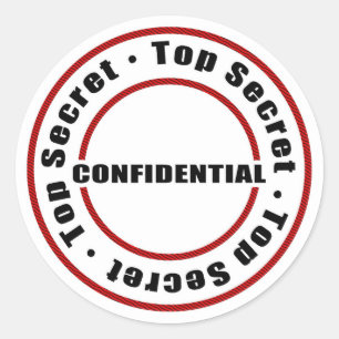 Top Secret Confidential Red Black White Classic Round Sticker