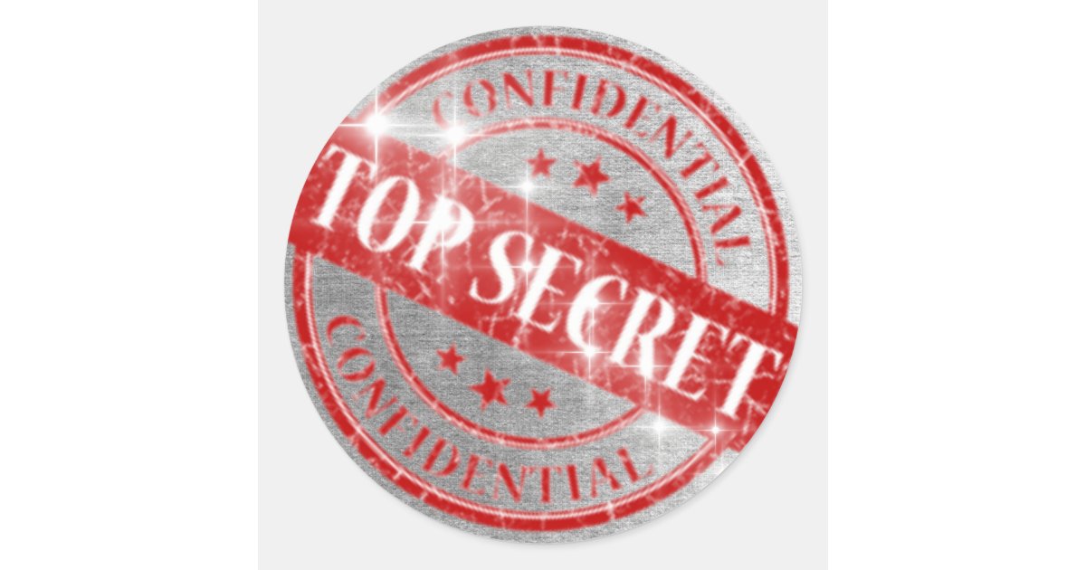 Top Secret Confidential Silver Glitter Classic Round Sticker Zazzle
