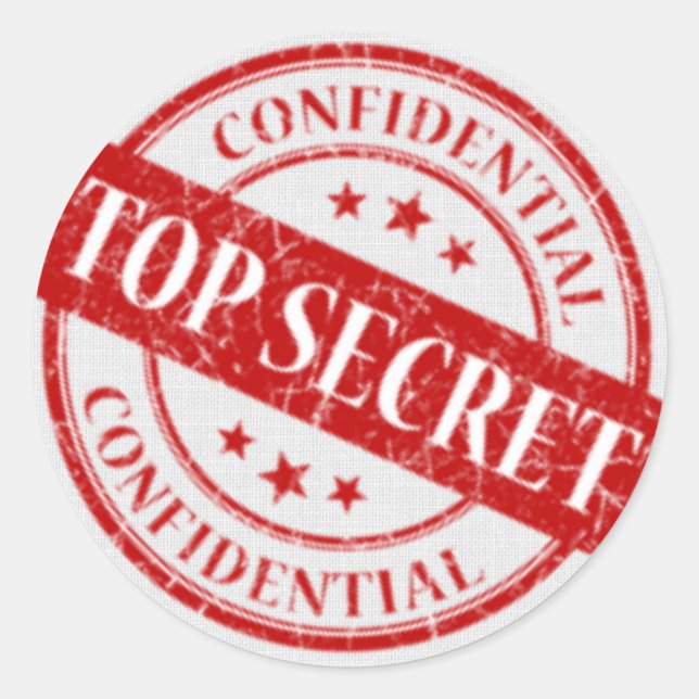Top Secret Confidential Stamp White Linen Red Classic Round Sticker (Front)
