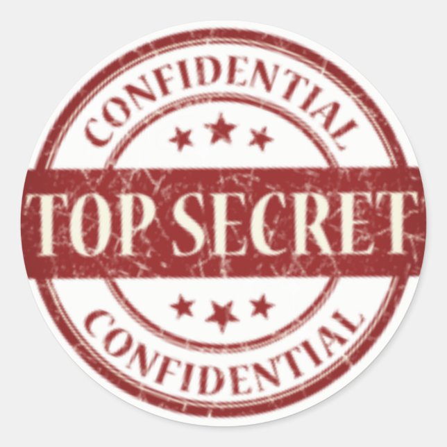 Top Secret Confidential Stamp White Stars Burgundy Classic Round Sticker (Front)