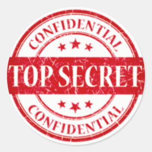 Top Secret Confidential Stamp White Stars Red Classic Round Sticker