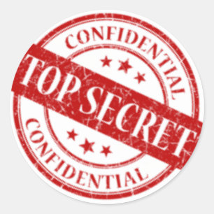 Top Secret Confidential Stamp White Stars Red Classic Round Sticker