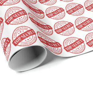 Top Secret Confidential Stamp White Stars Red Wrapping Paper