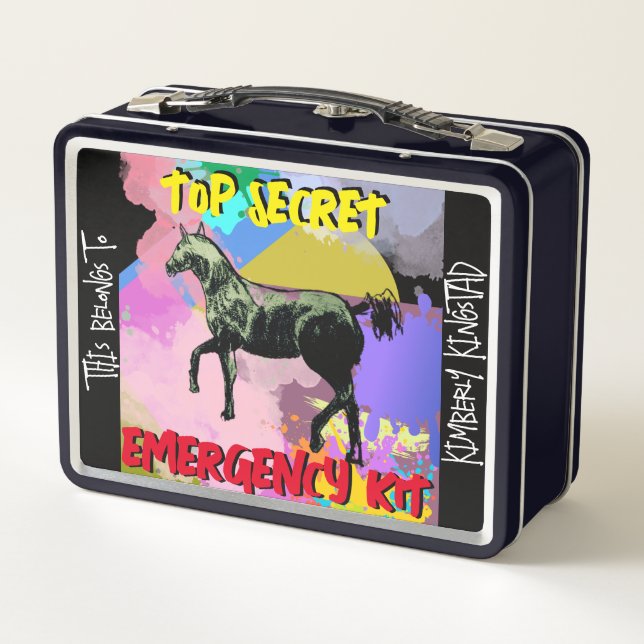 top secret first aid kit metal lunch box (Back)
