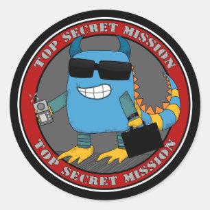 TOP SECRET MISSION CLASSIC ROUND STICKER