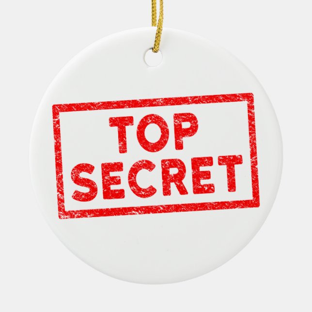 Top Secret Red Rubber Stamp Christmas Ornament (Front)