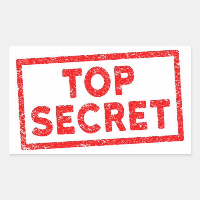 Top Secret Red Rubber Stamp Rectangular Sticker (Front)