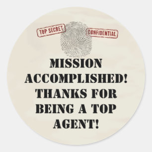 Top Secret Spy Mission Kids Party Classic Round Sticker