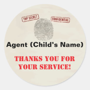 Top Secret Spy Mission Kids Party Classic Round Sticker
