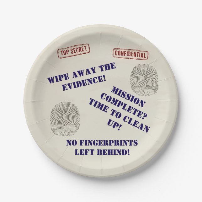 Top Secret Spy Mission Kids Party Paper Plate (Front)