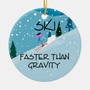 TOP Ski Faster Ceramic Tree Decoration