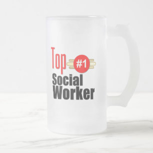 Top Social Worker Frosted Glass Beer Mug