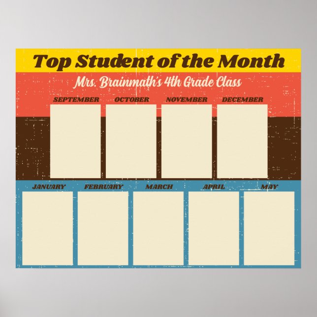 Top student of the month classroom photo display p poster (Front)