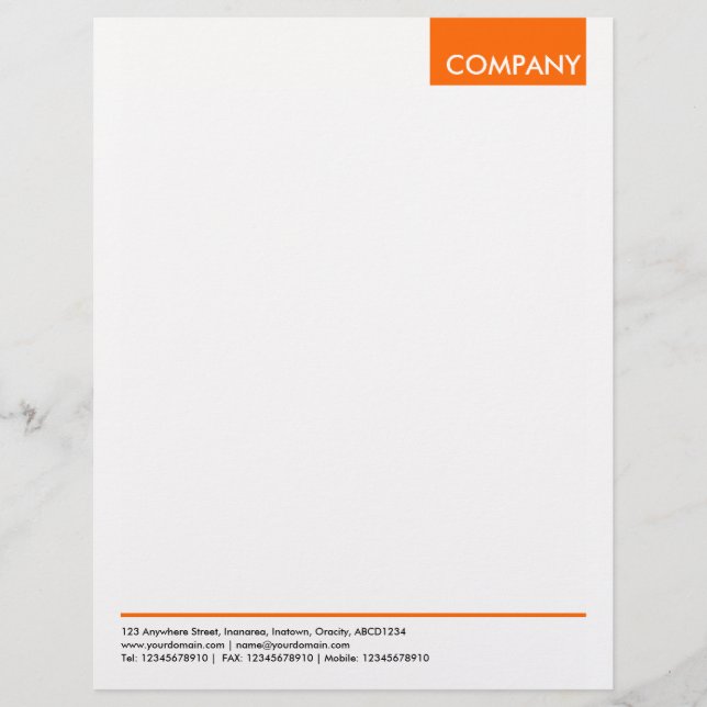 Top Tag - Orange Customised Letterhead (Front)
