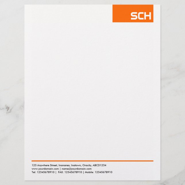 Top Tag - Orange Personalized Letterhead (Front)
