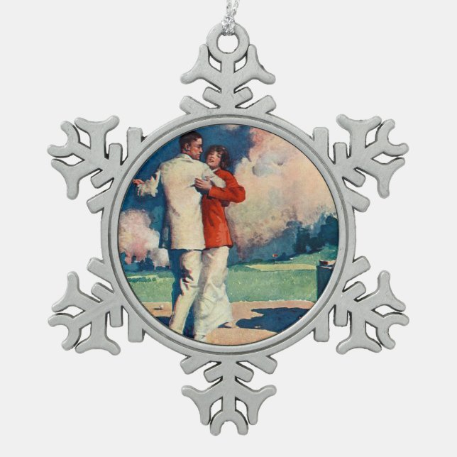 TOP Tango Summer Snowflake Pewter Christmas Ornament (Front)