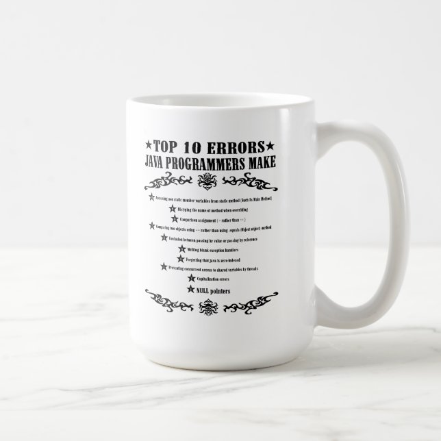 Top Ten Errors Java Programmers Make Coffee Mug (Right)