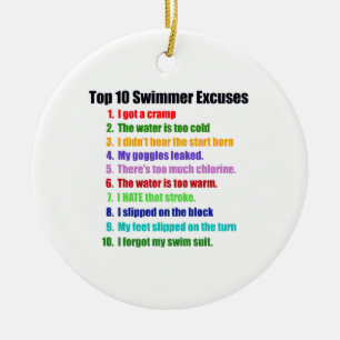 Top Ten Swimmers Excuses Ceramic Tree Decoration
