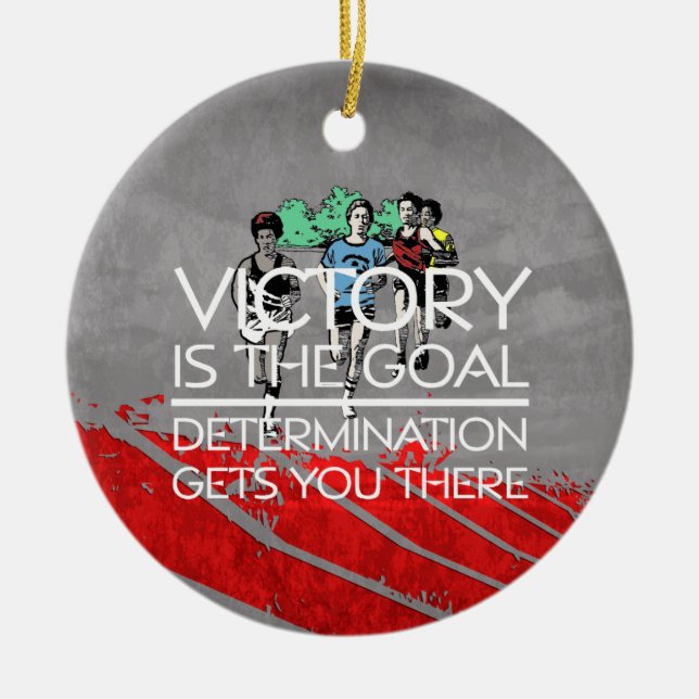 TOP Track Victory Slogan Ceramic Tree Decoration (Front)