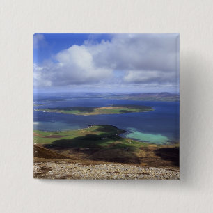 Top view: burra sound, graemsay & orkney mainland 15 cm square badge