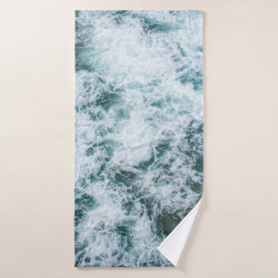 Top view of ocean waves bath towel