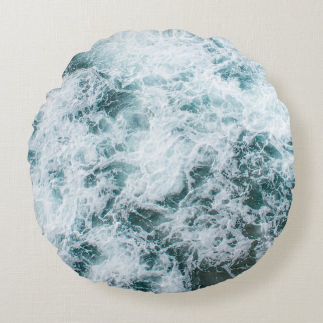 Top view of ocean waves round cushion (Front)