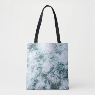 Top view of ocean waves tote bag