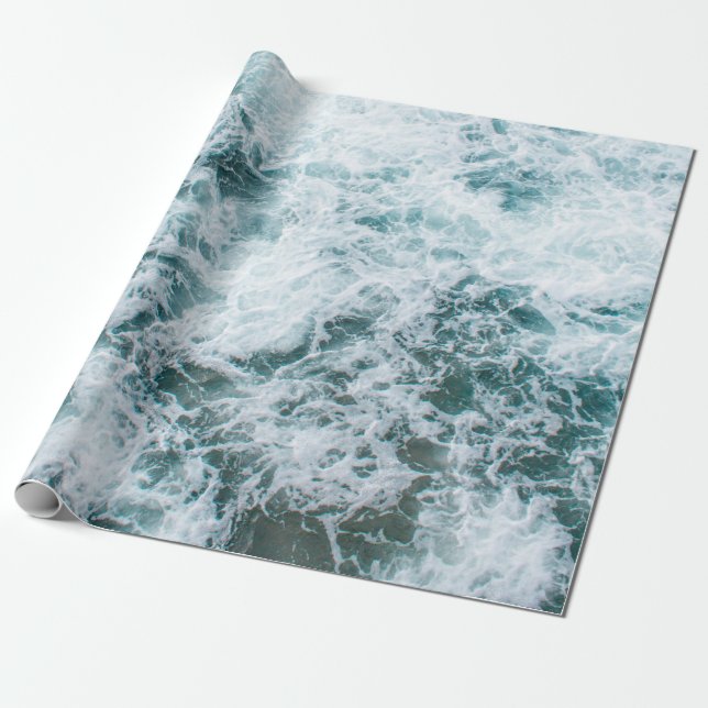 Top view of ocean waves wrapping paper (Unrolled)