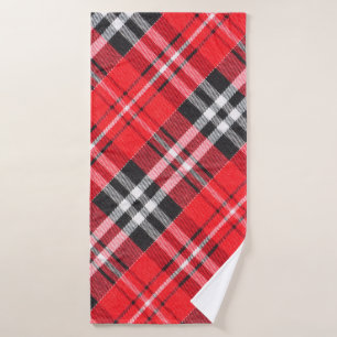 Top view of tartan cloth pattern on the table in r