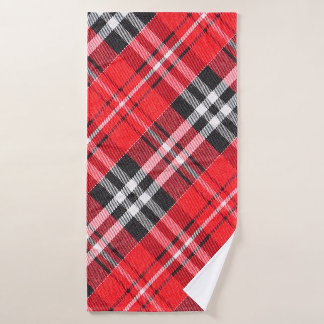 Top view of tartan cloth pattern on the table in r (Bath Towel)