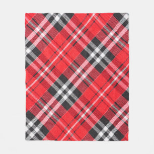 Top view of tartan cloth pattern on the table in r fleece blanket