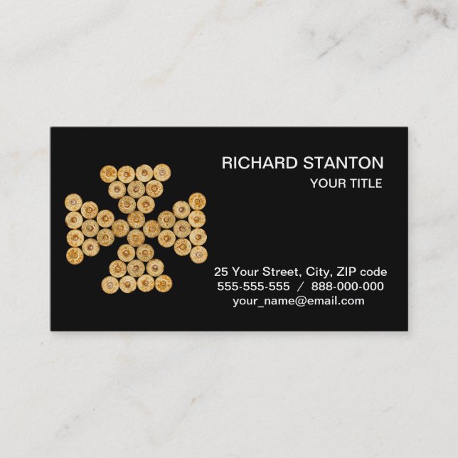 Top view of the hunt cartridges business card (Front)