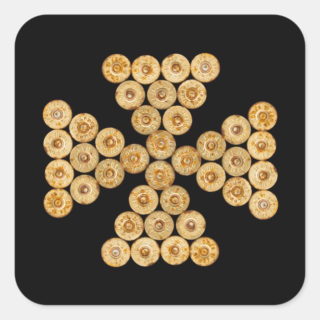 Top view of the hunt cartridges square sticker (Front)