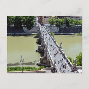 Top view of the Sant'Angelo bridge in Rome, Italy Postcard