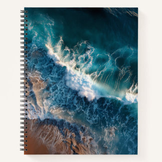 top view of waves spiral notebook