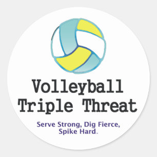 TOP Volleyball Triple Threat Classic Round Sticker