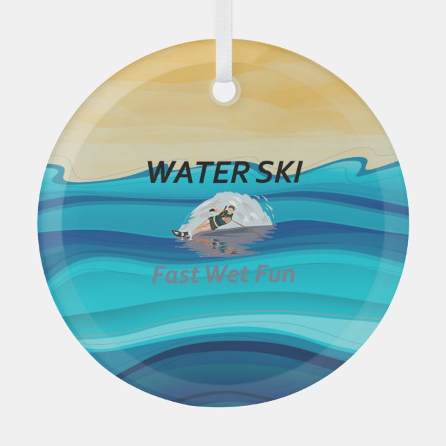 TOP Water Ski Glass Ornament (Front)