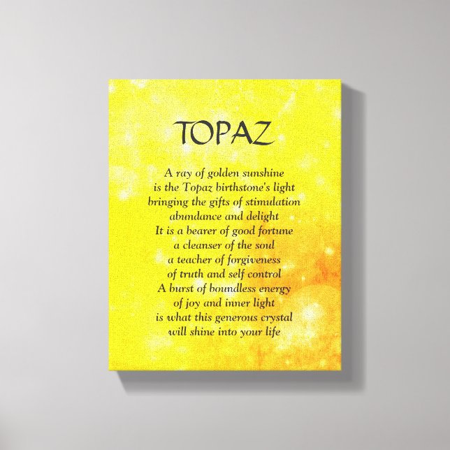 Topaz birthstone - November poem art canvas (Front)