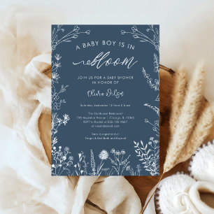 Topaz Blue Wildflower Baby Boy inBloom Baby Shower Invitation