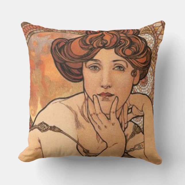 Topaz by Mucha Cushion (Front)