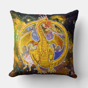 Topaz Cosmic Dragon Cushion