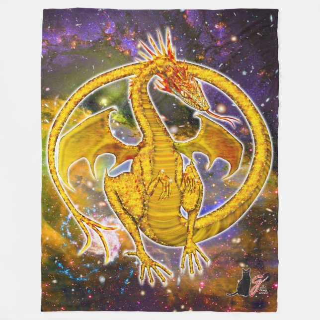 Topaz Cosmic Dragon Fleece Blanket (Front)