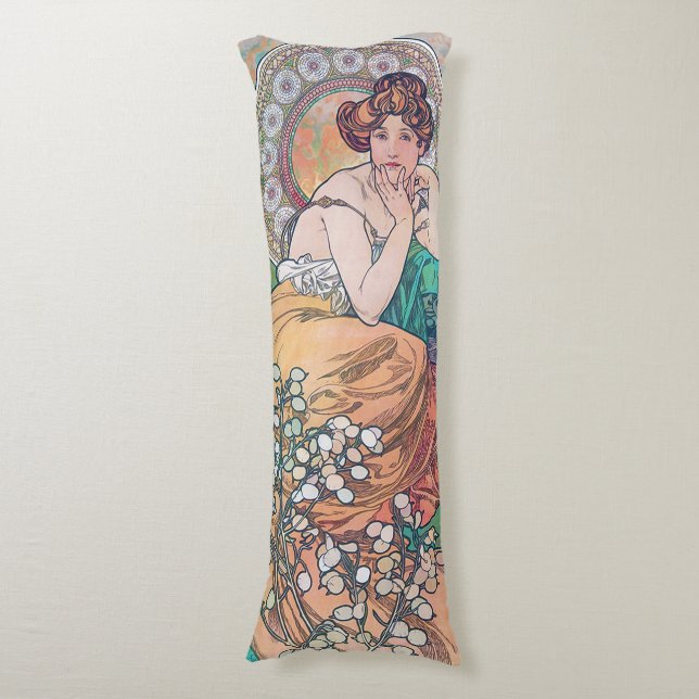 Topaz (Four Jewels), Alphonse Mucha Body Cushion (Front Vertical)