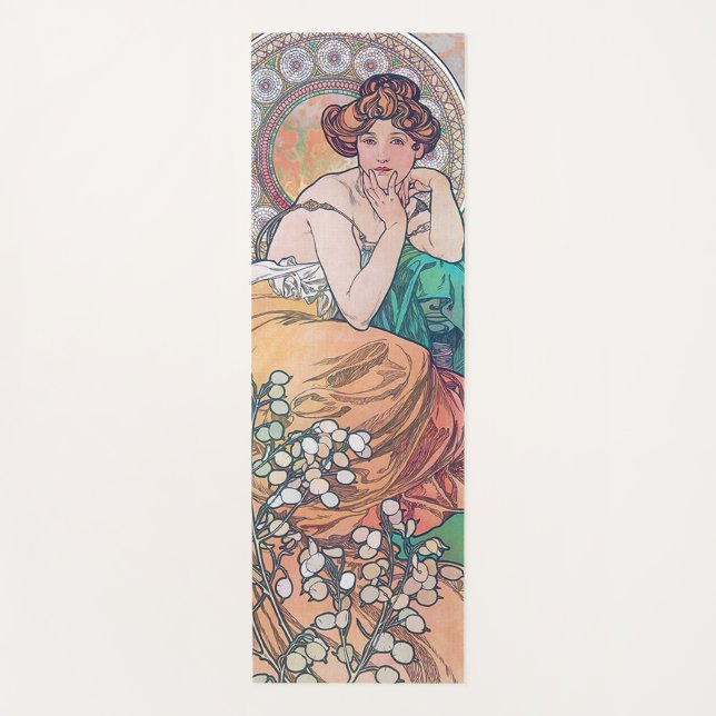 Topaz (Four Jewels), Alphonse Mucha Yoga Mat (Front)